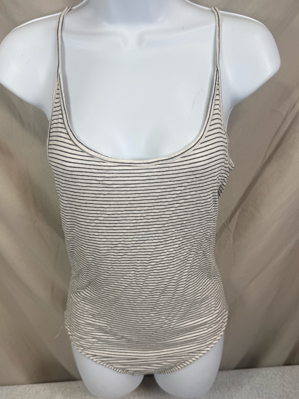 Zara‎ Black White Striped Plunging Back Bodysuit- Size Medium